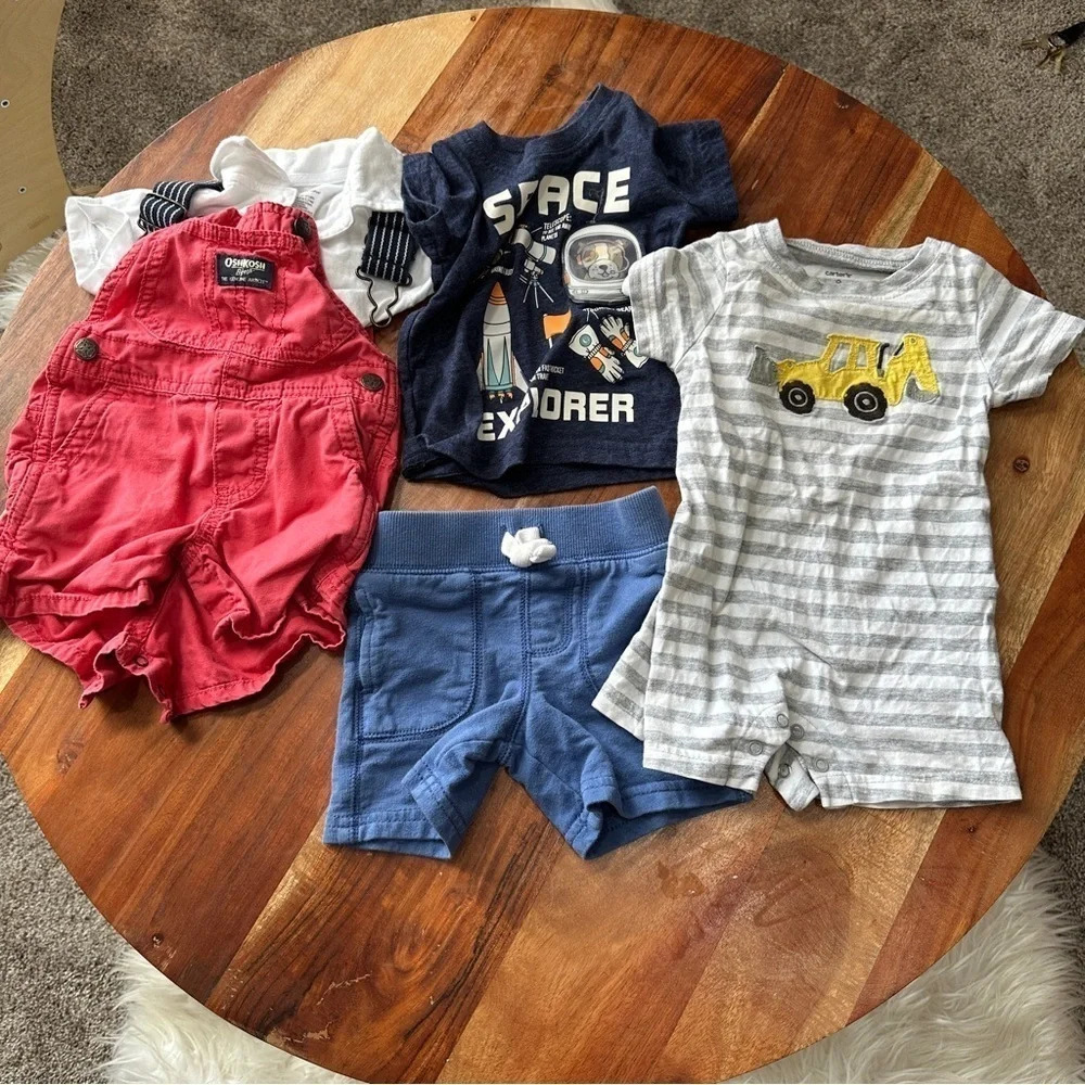 BABY BOY 9M Clothing Bundle Osh Kosh Carters Overalls‎ Romper